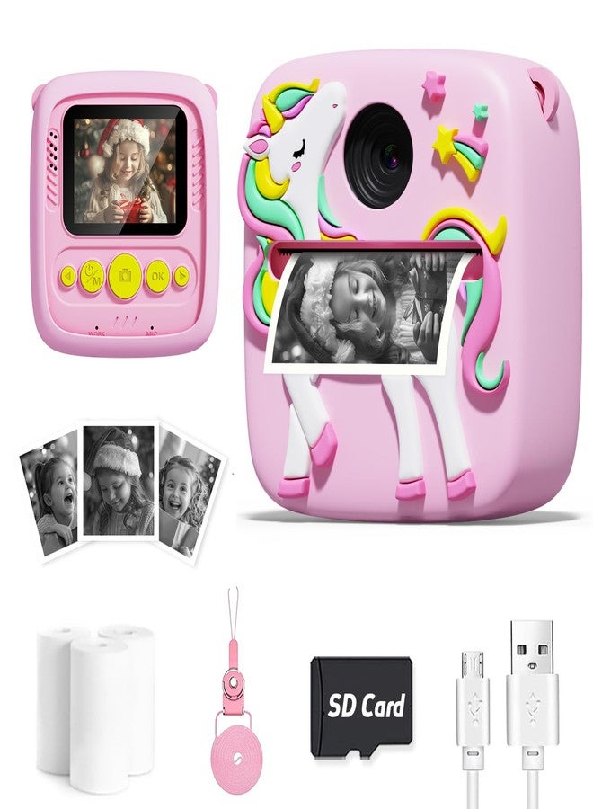 Lizzbey Kids Camera Instant Print, Christmas Birthday Gift for Girls 3-12 Year Old, 1080P Kids Digital Camera Toys with Unicorn Cover, Toddler Camera for 4 5 6 7 8 9 10 Year Old Girls Boys - Image 1